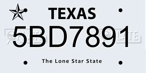 5BD7891 Texas License Plate