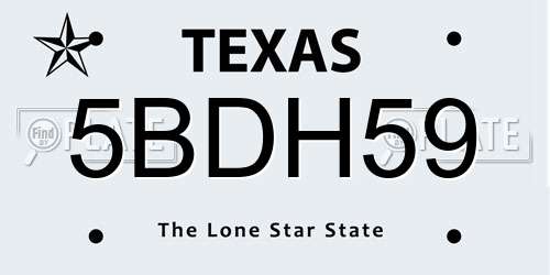 5BDH59 Texas License Plate