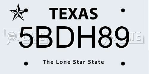 5BDH89 Texas License Plate