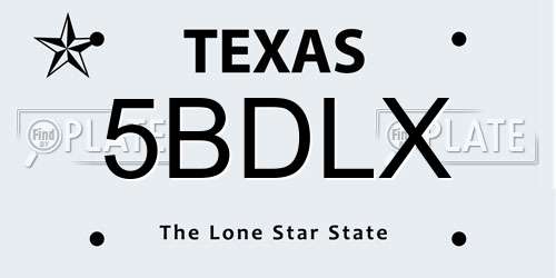 5BDLX Texas License Plate