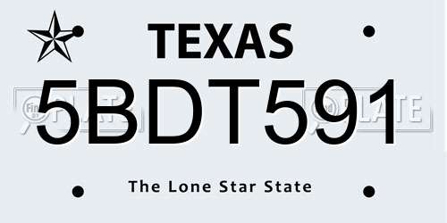 5BDT591 Texas License Plate