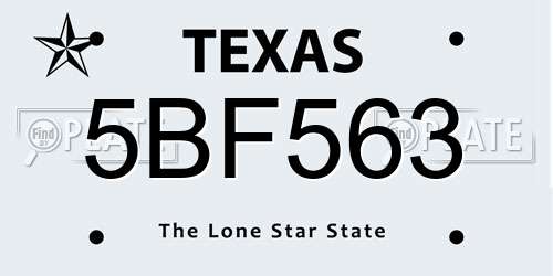 5BF563 Texas License Plate
