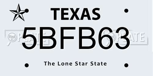5BFB63 Texas License Plate