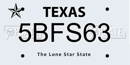 5BFS63 Texas License Plate