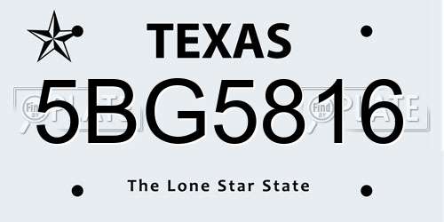5BG5816 Texas License Plate