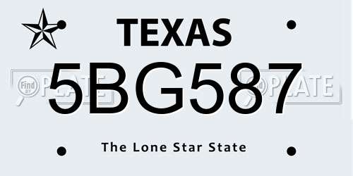 5BG587 Texas License Plate