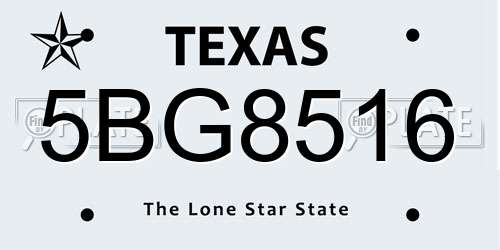 5BG8516 Texas License Plate