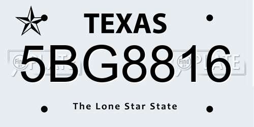 5BG8816 Texas License Plate