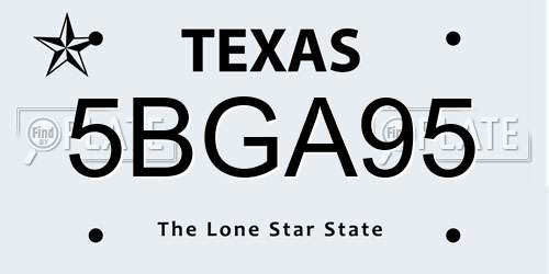 5BGA95 Texas License Plate