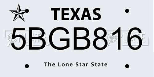 5BGB816 Texas License Plate