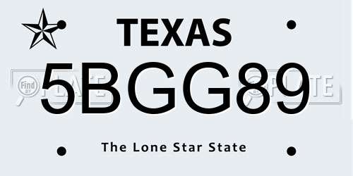 5BGG89 Texas License Plate