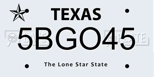5BGO45 Texas License Plate