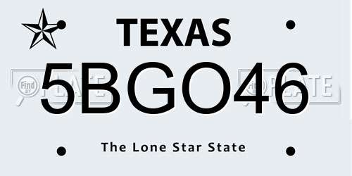 5BGO46 Texas License Plate