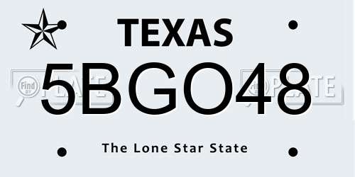 5BGO48 Texas License Plate