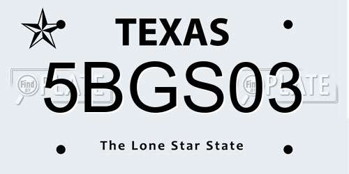 5BGS03 Texas License Plate