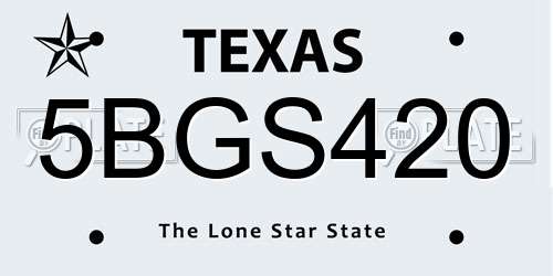 5BGS420 Texas License Plate