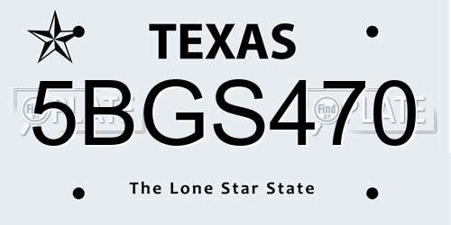 5BGS470 Texas License Plate