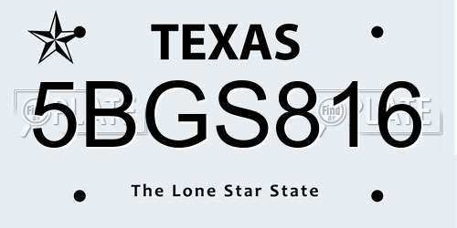 5BGS816 Texas License Plate