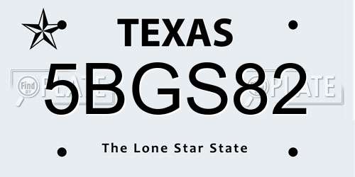 5BGS82 Texas License Plate