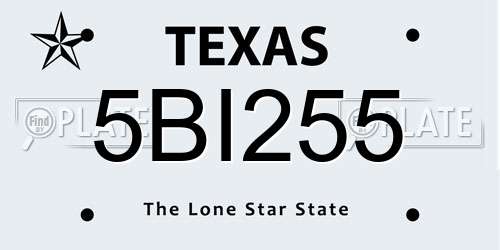 5BI255 Texas License Plate