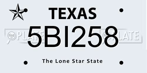 5BI258 Texas License Plate