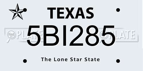 5BI285 Texas License Plate