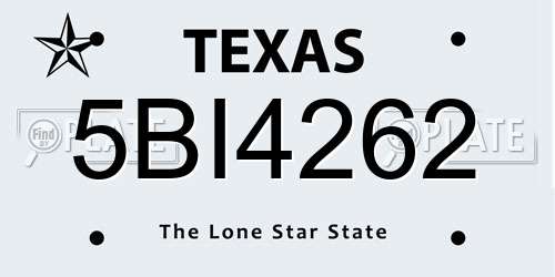 5BI4262 Texas License Plate