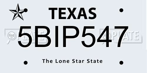 5BIP547 Texas License Plate