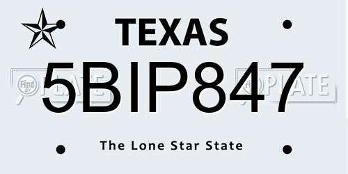 5BIP847 Texas License Plate