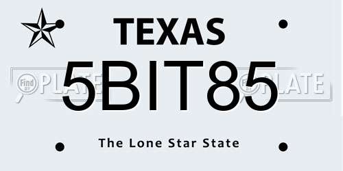 5BIT85 Texas License Plate