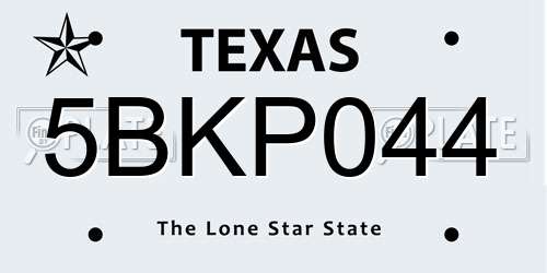 5BKP044 Texas License Plate