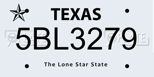 5BL3279 Texas License Plate