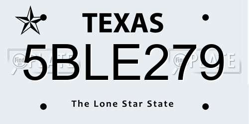 5BLE279 Texas License Plate