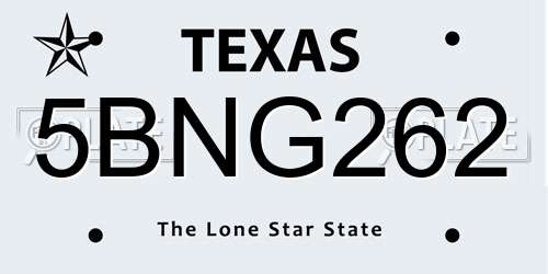 5BNG262 Texas License Plate
