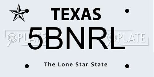 5BNRL Texas License Plate