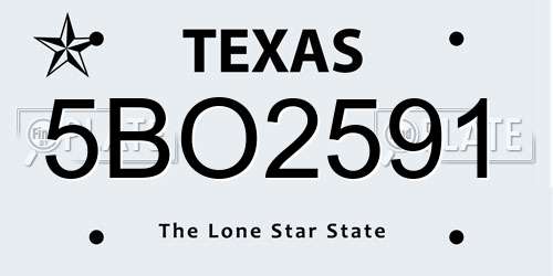 5BO2591 Texas License Plate