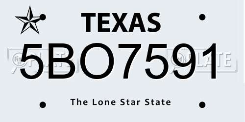 5BO7591 Texas License Plate