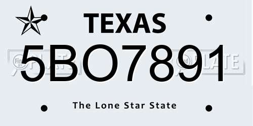 5BO7891 Texas License Plate