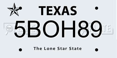 5BOH89 Texas License Plate