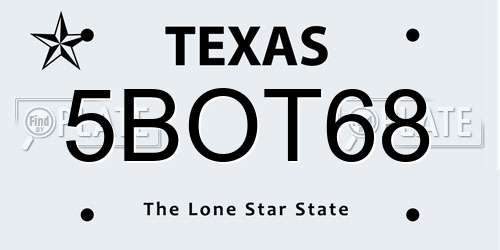 5BOT68 Texas License Plate