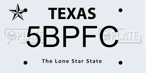 5BPFC Texas License Plate