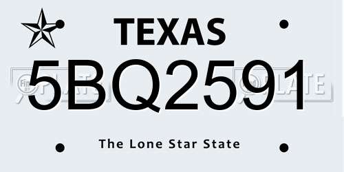 5BQ2591 Texas License Plate
