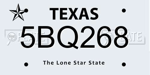 5BQ268 Texas License Plate