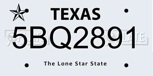 5BQ2891 Texas License Plate