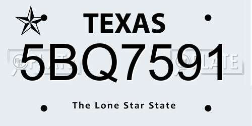 5BQ7591 Texas License Plate