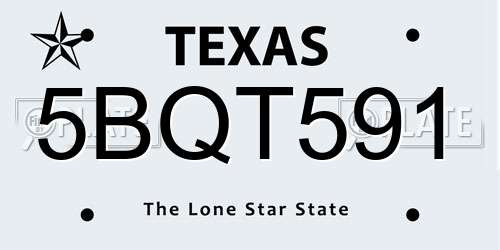 5BQT591 Texas License Plate