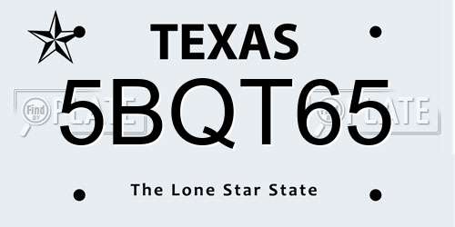 5BQT65 Texas License Plate