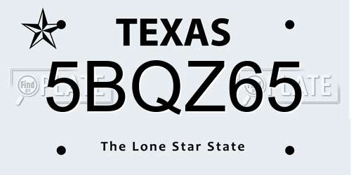 5BQZ65 Texas License Plate