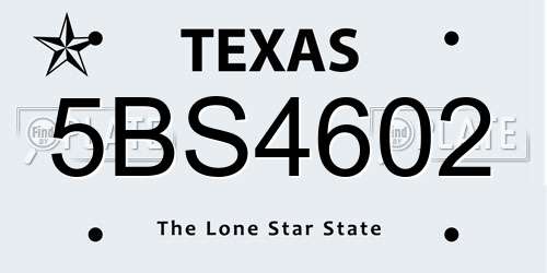 5BS4602 Texas License Plate