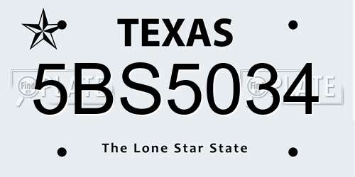 5BS5034 Texas License Plate